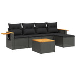 6-Delige Loungeset Met Kussens Poly Rattan Zwart