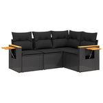 4-Delige Loungeset Met Kussens Poly Rattan Zwart