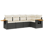 5-Delige Loungeset Met Kussens Poly Rattan Zwart