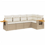 5-Delige Loungeset Met Kussens Poly Rattan Beige