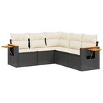 5-Delige Loungeset Met Kussens Poly Rattan Zwart
