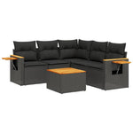 6-Delige Loungeset Met Kussens Poly Rattan Zwart