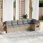 6-Delige Loungeset Met Kussens Poly Rattan Beige