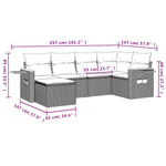 6-Delige Loungeset Met Kussens Poly Rattan Grijs