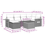 7-Delige Loungeset Met Kussens Poly Rattan Grijs