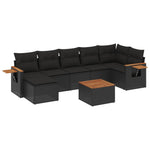 8-Delige Loungeset Met Kussens Poly Rattan Zwart