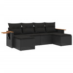 6-Delige Loungeset Met Kussens Poly Rattan Zwart
