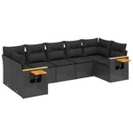 7-Delige Loungeset Met Kussens Poly Rattan Zwart