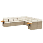 10-Delige Loungeset Met Kussens Poly Rattan Beige
