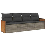 4-Delige Loungeset Met Kussens Poly Rattan Grijs