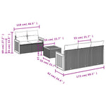 6-Delige Loungeset Met Kussens Poly Rattan Grijs