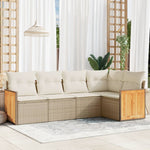 5-Delige Loungeset Met Kussens Poly Rattan Beige