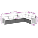 7-Delige Loungeset Met Kussens Poly Rattan Grijs