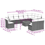 11-Delige Loungeset Met Kussens Poly Rattan Grijs