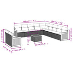 12-Delige Loungeset Met Kussens Poly Rattan Grijs