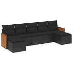 7-Delige Loungeset Met Kussens Poly Rattan Zwart
