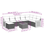 9-Delige Loungeset Met Kussens Poly Rattan Grijs