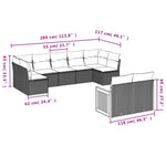 9-Delige Loungeset Met Kussens Poly Rattan Zwart