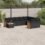 10-Delige Loungeset Met Kussens Poly Rattan Zwart