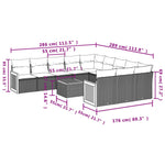 12-Delige Loungeset Met Kussens Poly Rattan Zwart