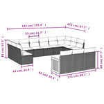 13-Delige Loungeset Met Kussens Poly Rattan Zwart