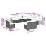 13-Delige Loungeset Met Kussens Poly Rattan Grijs