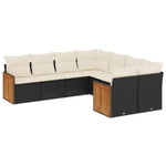 8-Delige Loungeset Met Kussens Poly Rattan Zwart