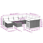 11-Delige Loungeset Met Kussens Poly Rattan Grijs