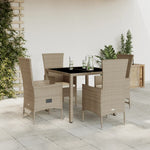 5-Delige Tuinset Met Kussens Poly Rattan Beige