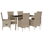 7-Delige Tuinset Met Kussens Poly Rattan Beige