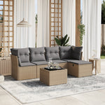 6-Delige Loungeset Met Kussens Poly Rattan Gemengd Beige