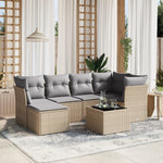 7-Delige Loungeset Met Kussens Poly Rattan Gemengd Beige