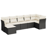 7-Delige Loungeset Met Kussens Poly Rattan Zwart