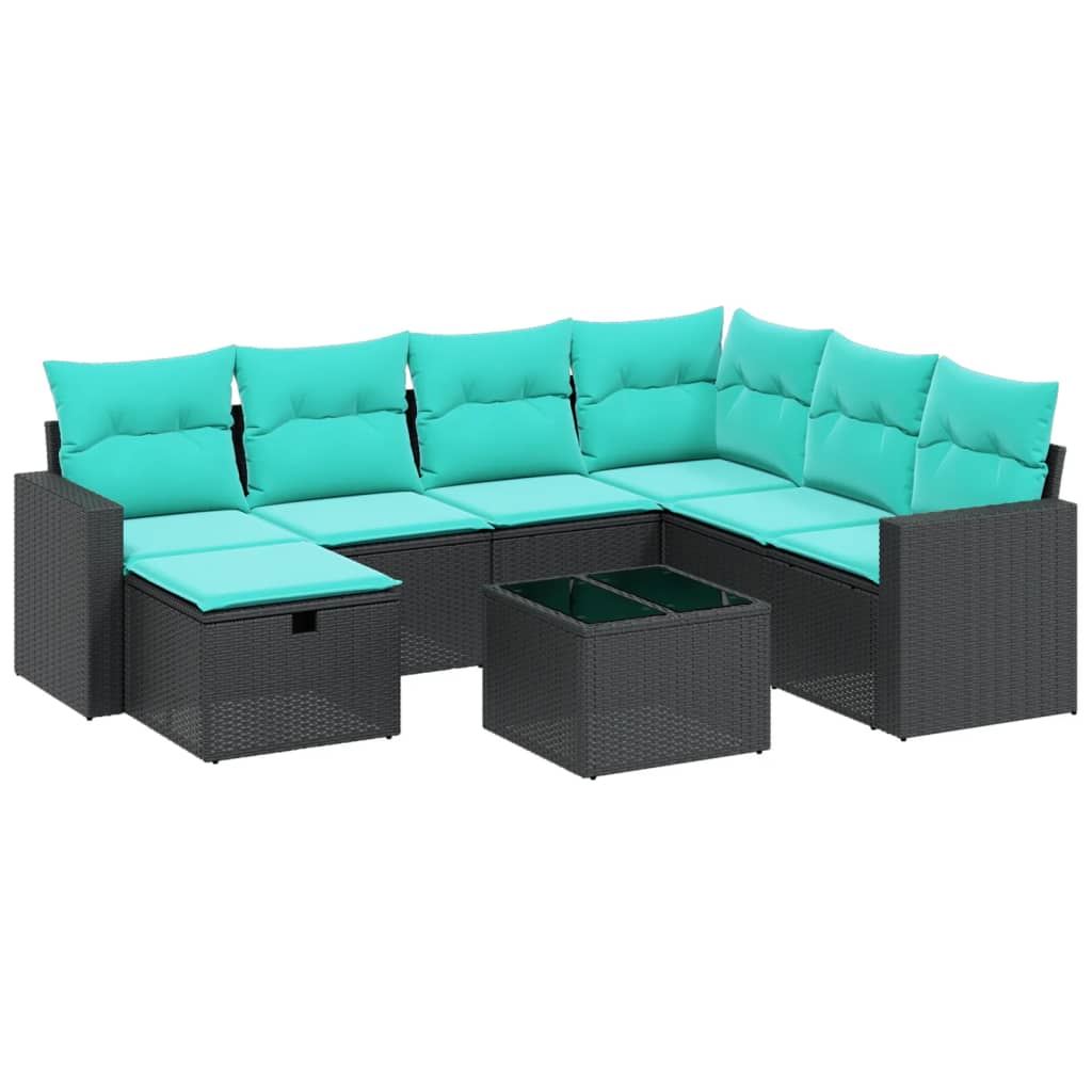 7-Delige Loungeset Met Kussens Poly Rattan Beige