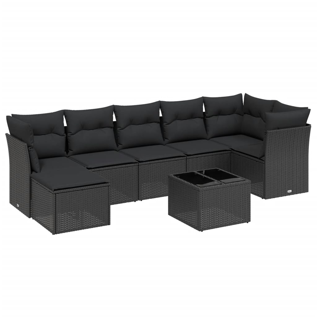 8-Delige Loungeset Met Kussens Poly Rattan Zwart