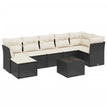 8-Delige Loungeset Met Kussens Poly Rattan Zwart