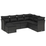 7-Delige Loungeset Met Kussens Poly Rattan Zwart
