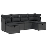 6-Delige Loungeset Met Kussens Poly Rattan Zwart