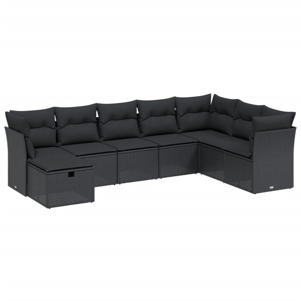 8-Delige Loungeset Met Kussens Poly Rattan Zwart