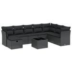 9-Delige Loungeset Met Kussens Poly Rattan Zwart