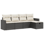 5-Delige Loungeset Met Kussens Poly Rattan Zwart