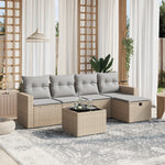 6-Delige Loungeset Met Kussens Poly Rattan Gemengd Beige