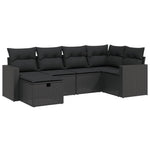 6-Delige Loungeset Met Kussens Poly Rattan Zwart