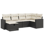 6-Delige Loungeset Met Kussens Poly Rattan Zwart
