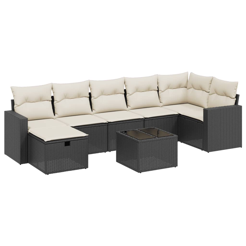 8-Delige Loungeset Met Kussens Poly Rattan Zwart