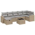 8-Delige Loungeset Met Kussens Poly Rattan Gemengd Beige
