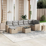 8-Delige Loungeset Met Kussens Poly Rattan Gemengd Beige