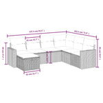 7-Delige Loungeset Met Kussens Poly Rattan Gemengd Beige