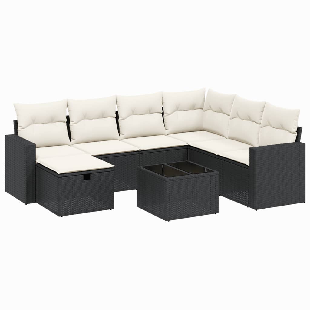 8-Delige Loungeset Met Kussens Poly Rattan Zwart