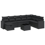 9-Delige Loungeset Met Kussens Poly Rattan Zwart